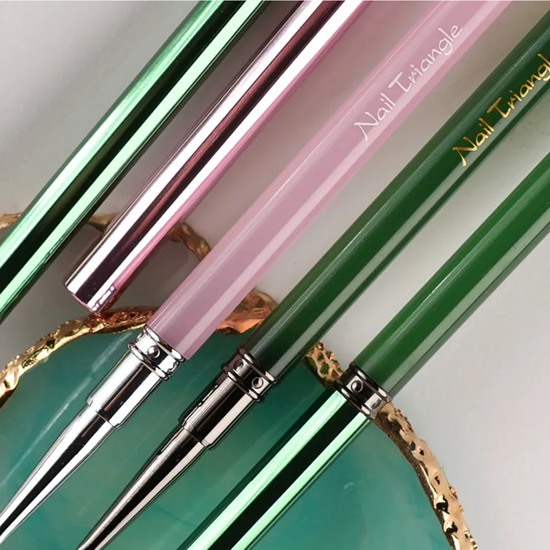 Pinceau triangulaire vert et rose pour nail art, 1 pièce, stylo à dessin pour peinture, gel acrylique, extension UV