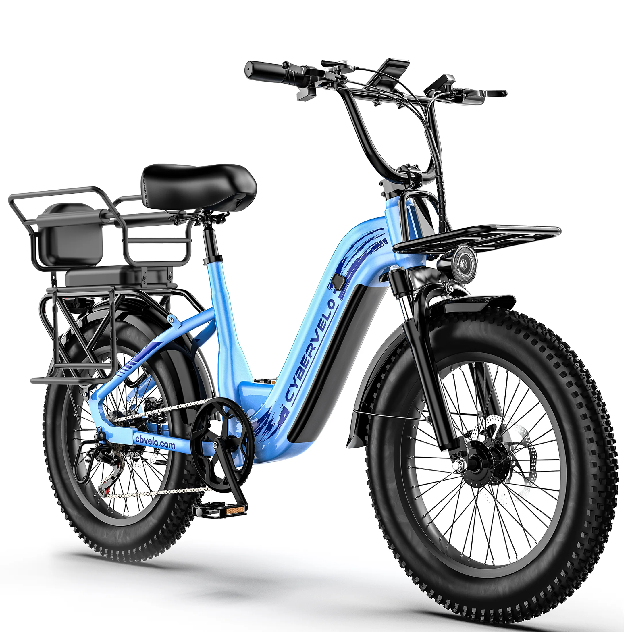 Cybervelo 1000W Motor Peak Electric Bike for Adults 48V 20AH Removable Battery Step Thru EBike 30+MPH 80 Miles Max Range 20