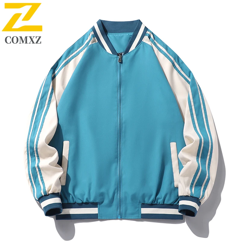 High quality Baseball Jacket Men Women New Autumn Casual Striped Color Contrast Windproof Jackets South Korea Street Loose Coat