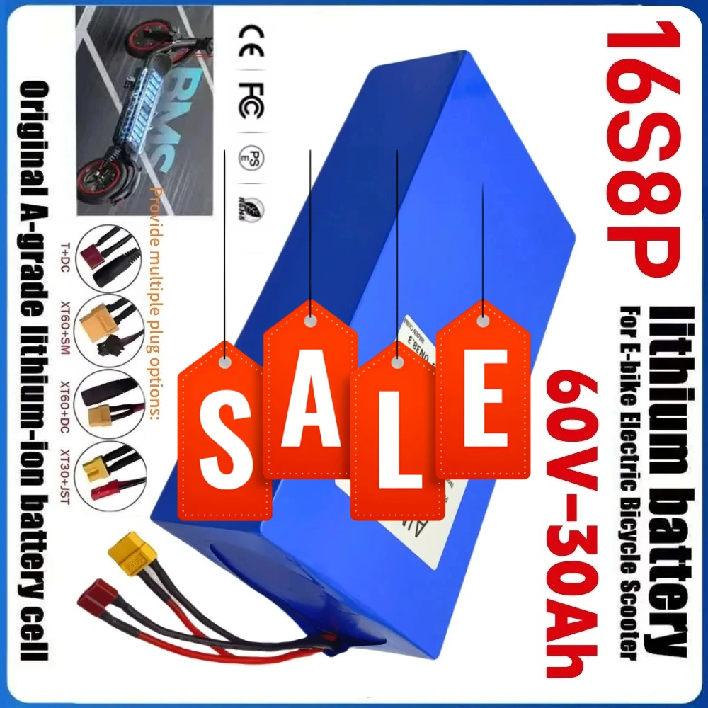 

New 60V 30Ah battery 16S8P 3000W 67.2V lithium battery with built-in BMS high-power lithium-ion battery pack