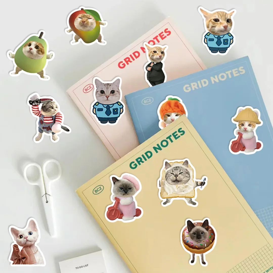 62PCS Kawaii Cat MEME Stickers Cartoon Funny Animals Graffiti Decal DIY Phone Luggage Motorcycle Laptop Suitcase Sticker Kid Toy