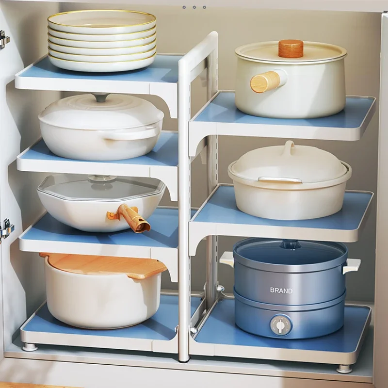 Shuaishi Kitchen Storage Rack Household Pot Storage Rack Pot Rack Lower Sink Cabinet Inner Cabinet Layered Pot Rack