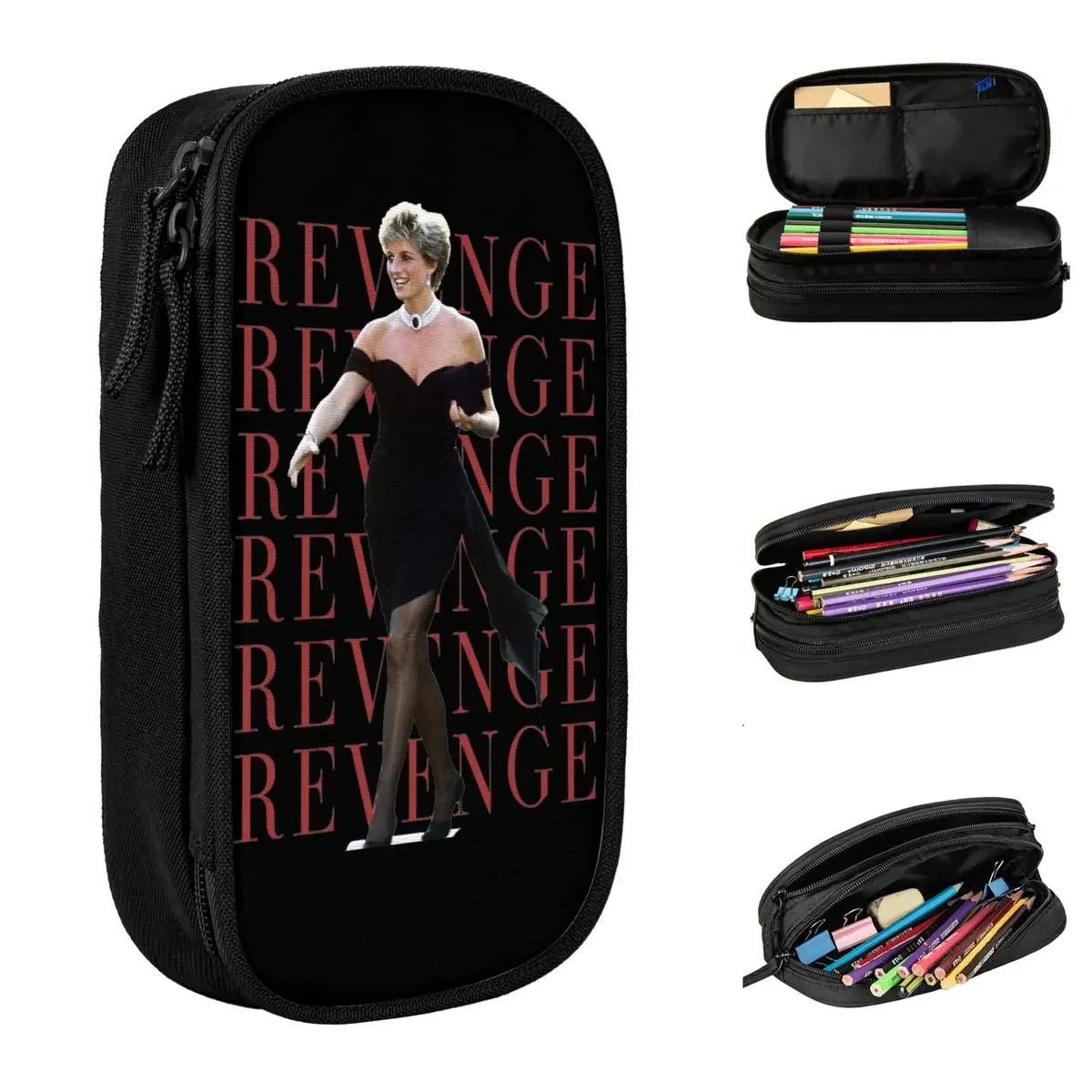 

Large Capacity Pencil Pouch Princess Diana Revenge Dress Office Accessories Double Layer Box Girl Makeup Bags Gift