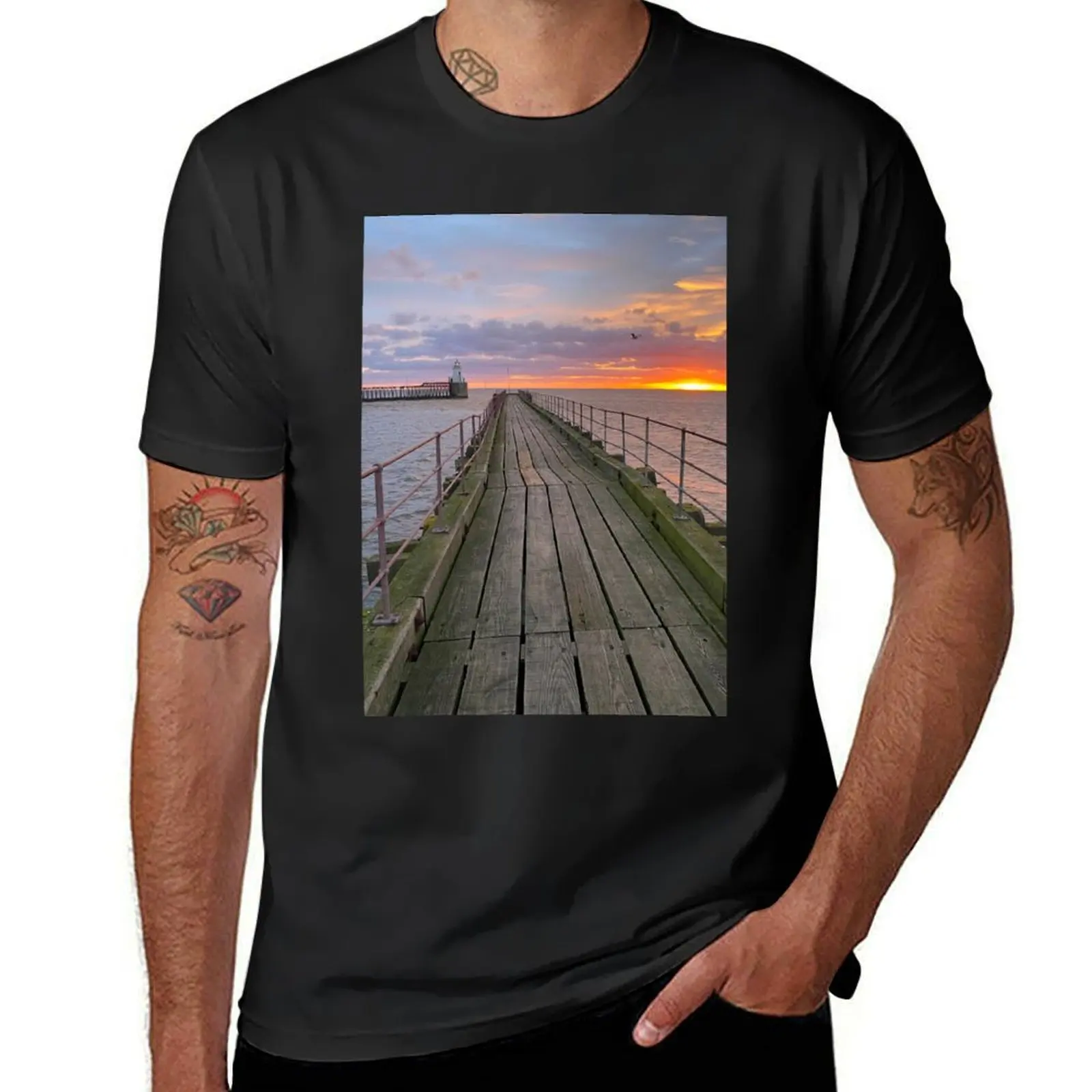 January sunrise at the mouth of the River Blyth - Portrait T-Shirt anime clothes tees mens t shirt graphic