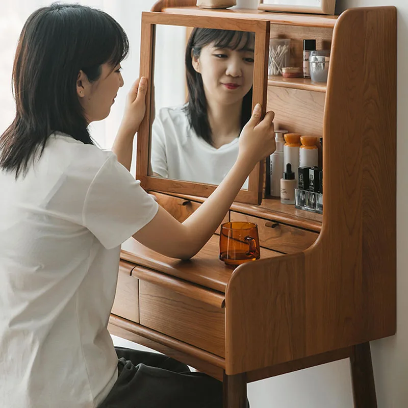 أدراج خشبية صغيرة منضدة الزينة تخزين مكتب ماكياج ماكياج غرفة نوم خلع الملابس فتاة الجمال Penteadeira الأثاث العصري