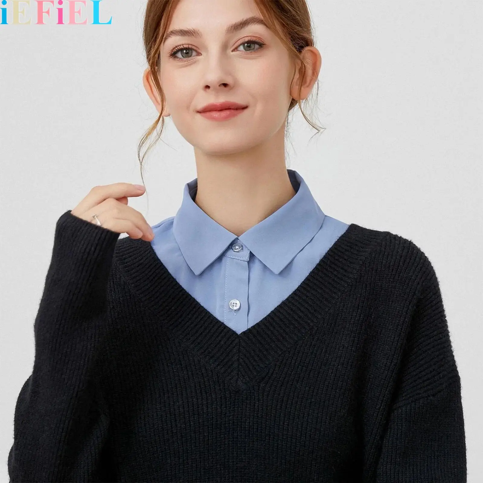 

1Pcs Fake Half Shirts Collar Detachable Collar Blouse Turn Down Collar Buttons Closure Faux False Collar for Women Men