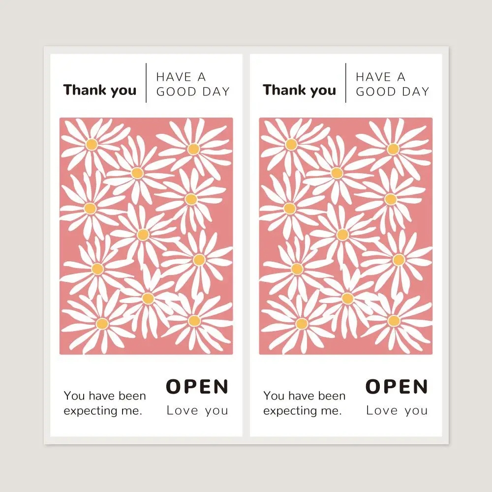 50pcs/pack Flowers Thank You Stickers 5x10cm Adhesive Sealing Labels for Small Business Gift Box Baking Cake Package Decoration