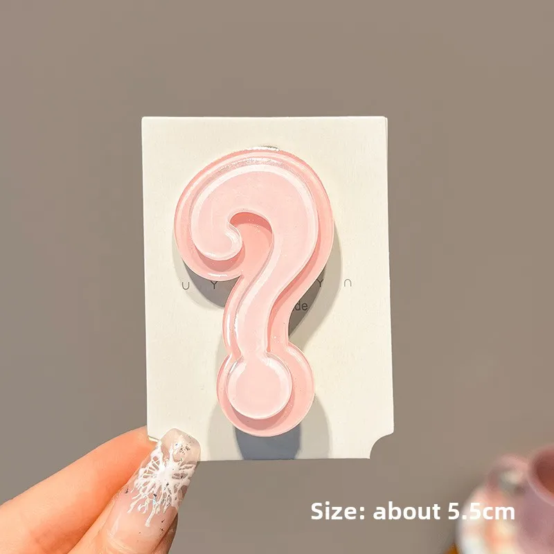 4pcs Colorful Question Mark Acrylic Hair Clips Set