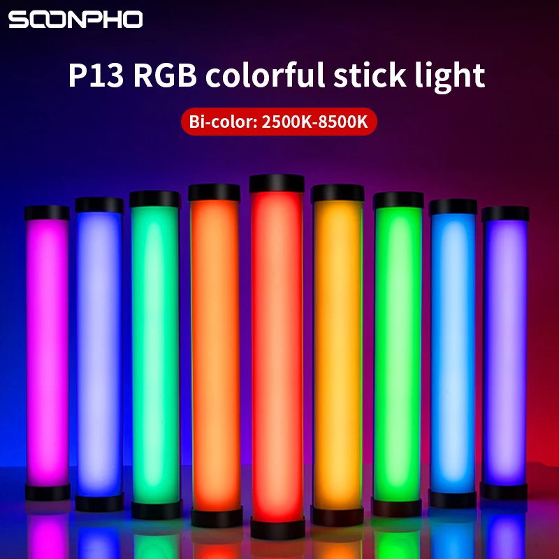 Soonpho P13 RGB Led Video Light Stick With Tripod 2500K-8500K CRI 95+ Photography Studio Handheld Tube Light For Photo Studio