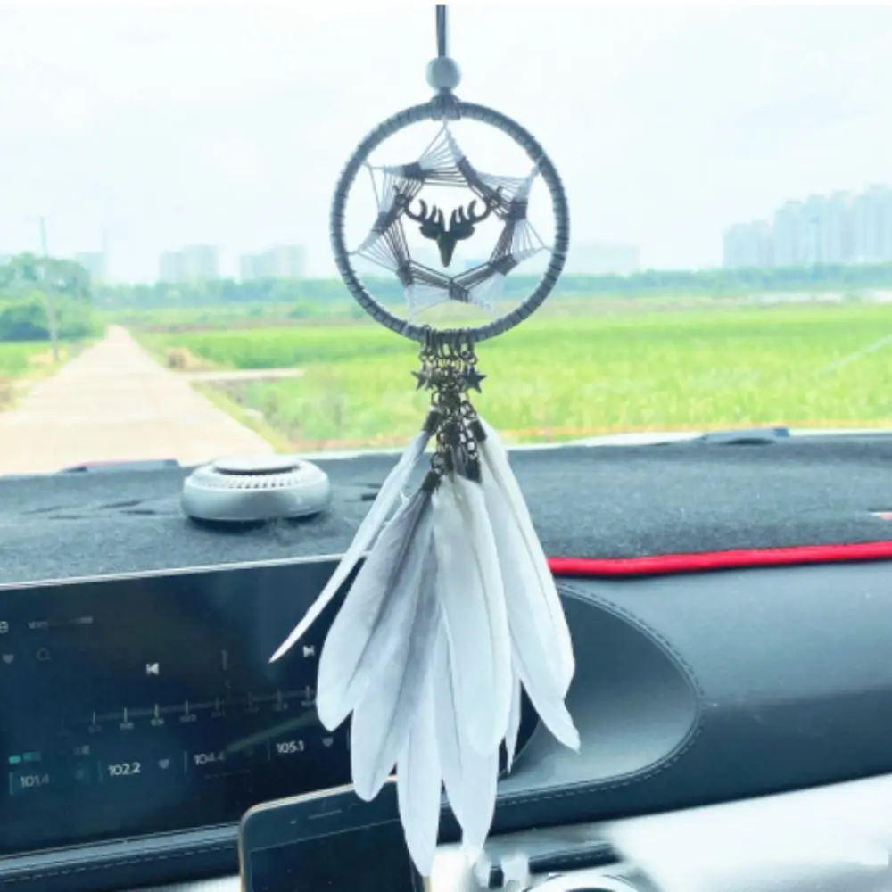 

Handmade Dreamcatcher Car Pendant Good Luck Adornment Car Hanging Ornament Mini Delicate Macrame Wall Hanging