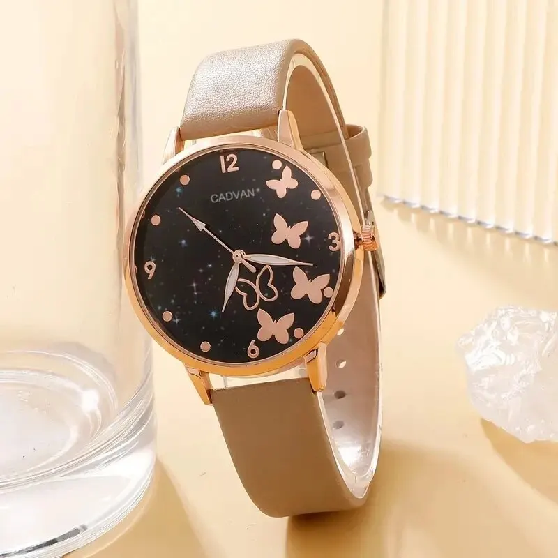 Women Fashion Casual Leather Belt Watches Ladies Starry Sky Butterfly Dial Quartz Wristwatches Dress Clock Reloj Mujer