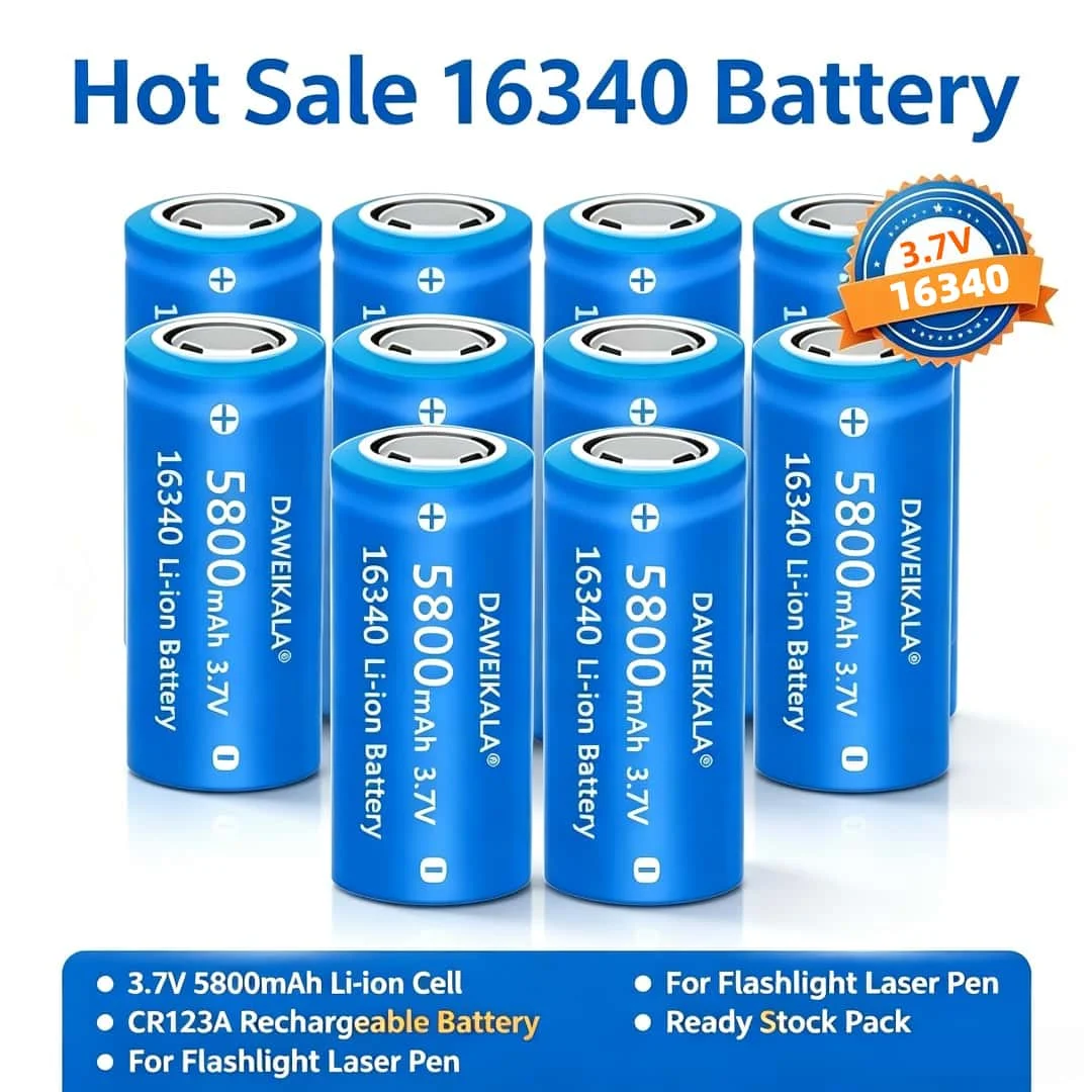 Neue 3,7 V 5800 mAh Lithium Li-Ion 16340 Batterie CR123A Akkus 3,7 V CR123 für Laser Stift LED Taschenlampe Zelle