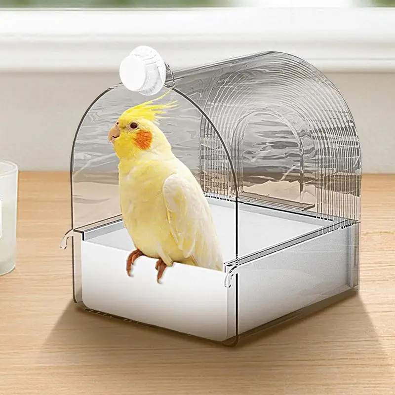 Bathing Tub For Small Birds Parakeet Bath Drawer-Style Box Bird Cage Accessory Transparent Bird Bath Tub Bowl For Parakeets