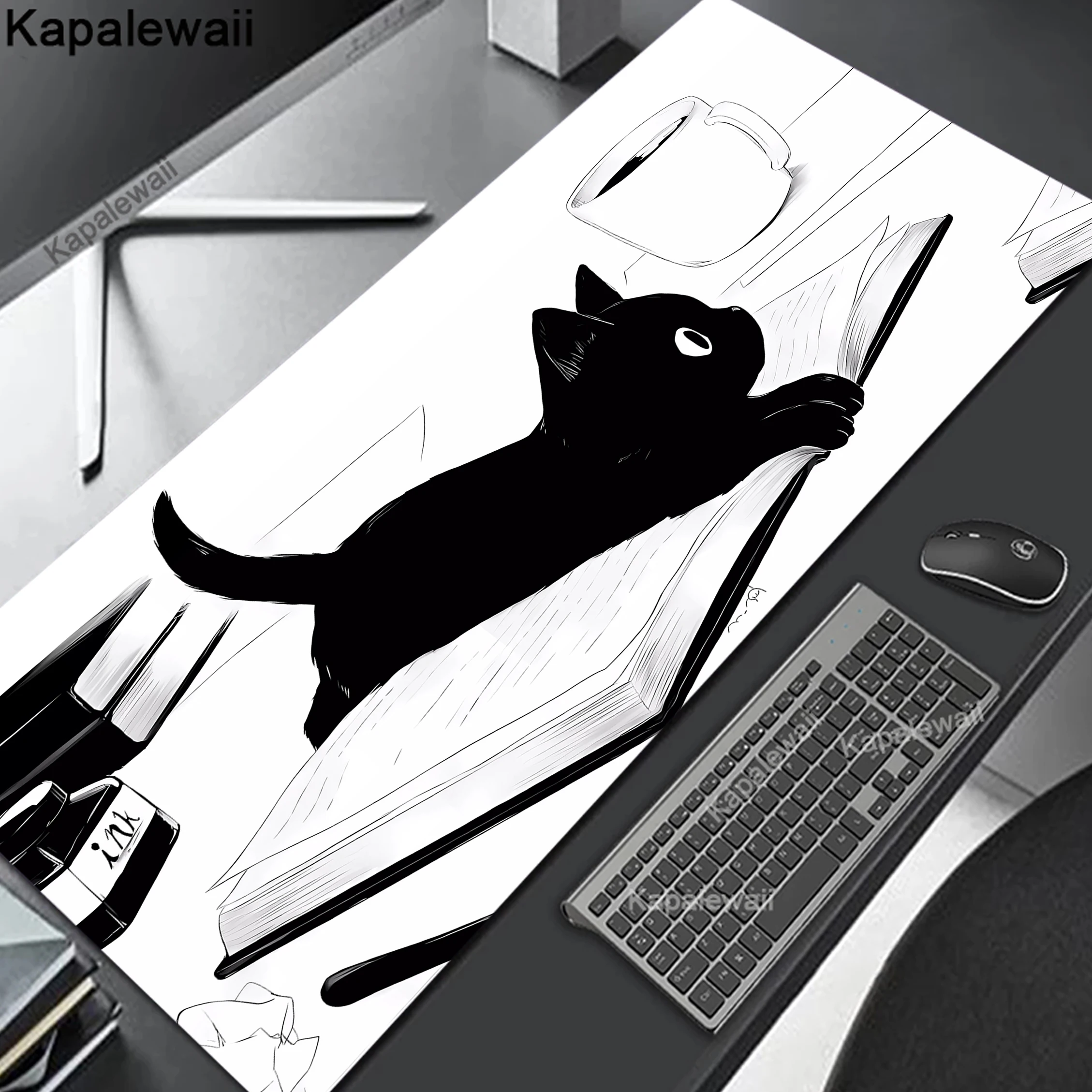 Gaming-Mauspad große Gamer HD-Druck Mauspad Kawaii Katze Computer Schreibtisch matte xxl 900x400 Tastatur Mouse pad Gummi Tastatur Pads