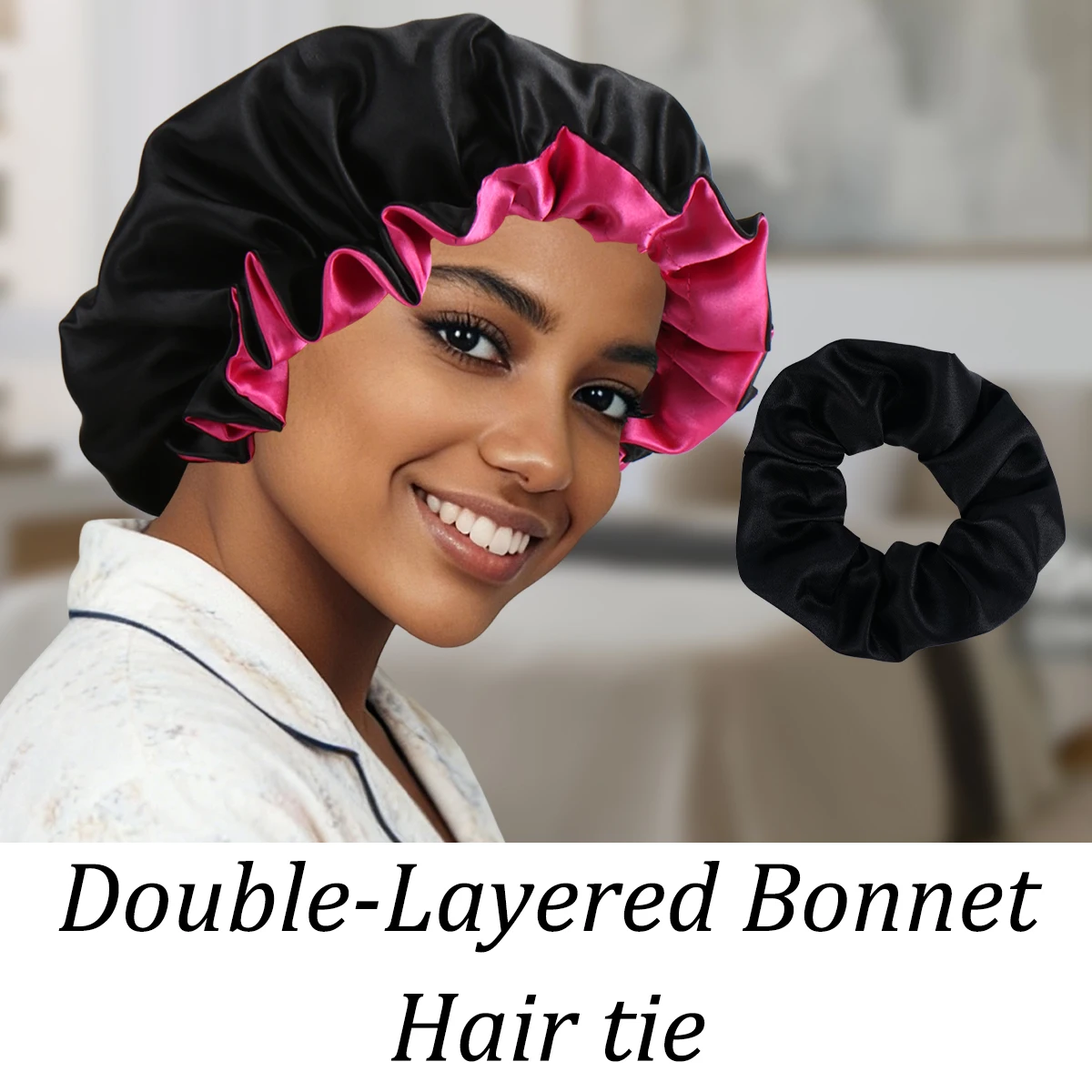 

Универсальная шапочка для сна с рюшами и маленькой резинкой для волос, мягкая, удобная, для ежедневного ухода за волосами, для спорта и душа