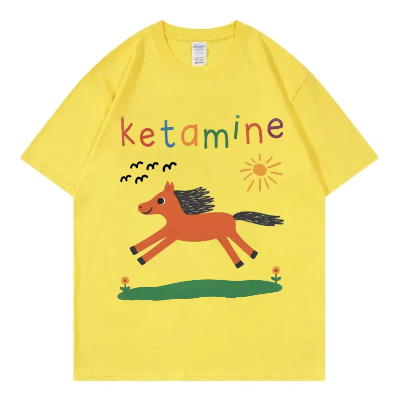 Camiseta divertida de Meme de caballo Ketamine, ropa para hombres y mujeres, camisetas de manga corta Harajuku Y2k, camisetas informales de moda de verano