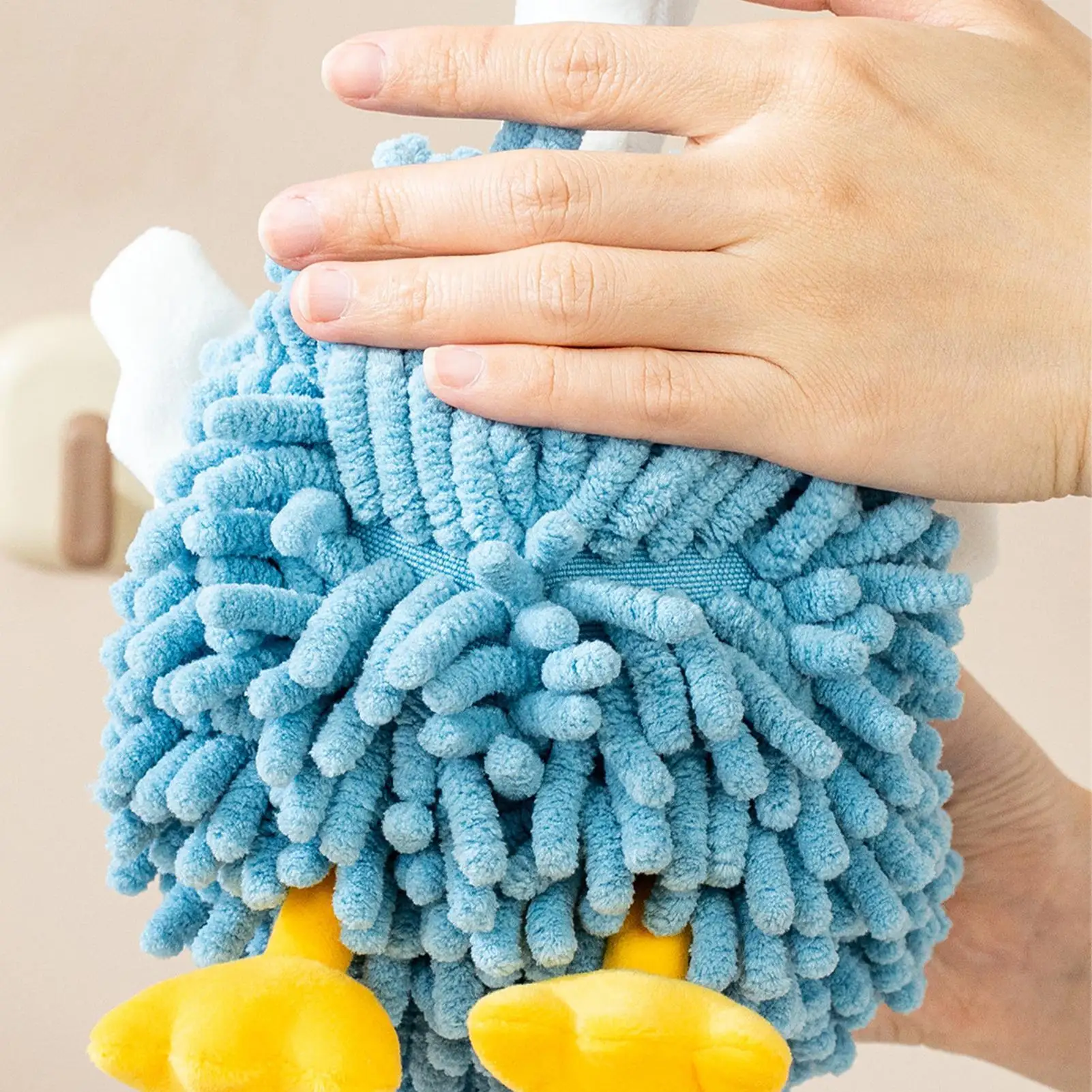 Hand Towel Swan Shape Fuzzy Ball Hand Towel Multi-function Cute Plush Drying Puff For Farmhouse Bathroom Kitchen