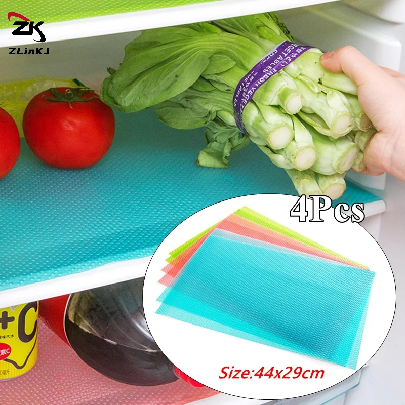 (ZYDD01) 4PCS EVA Waterproof Refrigerator Liner Mat Washable