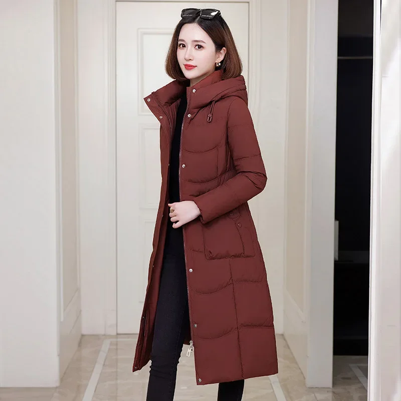 

Winter New Mid Length Women Hooded Down Jacket with Thick White Duck Down Coat for Warmthand Fashion Women Snow Coat Womenjacket