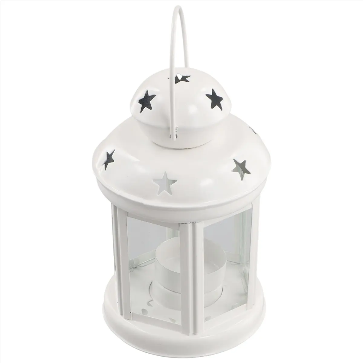 COFA Vintage Metal Hanging Candle Lanterns ,Tealight Holder,Candlestick for Wedding,Home,Birthday Parties Gift -White