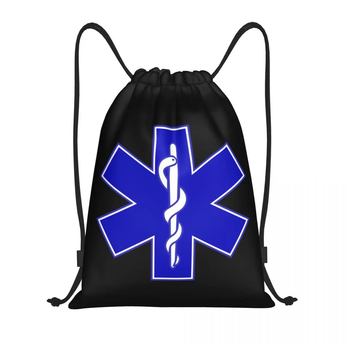 Custom Emt Star Of Life Drawstring Bag Women Men Lightweight Paramedic Medical Sports Gym Storage Backpack