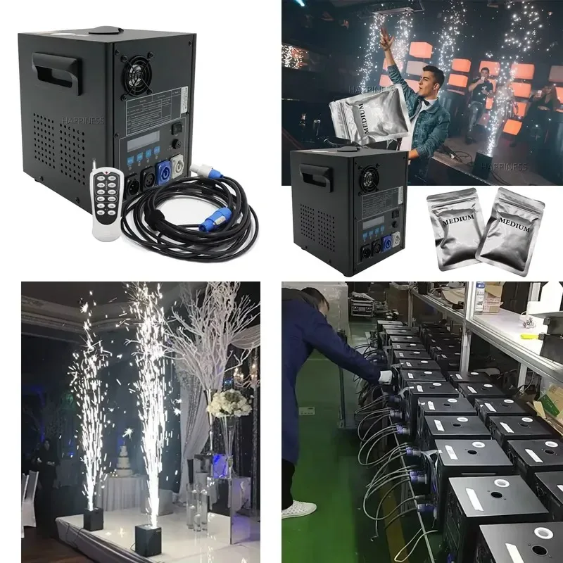 Hot Sale HAPPINESS Ice Fountains for Wedding Stage, Rechargeable Remote Control Stage Fountain, 600w Cold Spark Firework