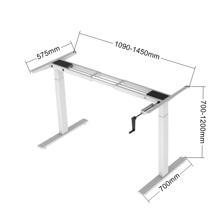 Rocker Height Adjustable Manual Desk High Quality Hand Crank Manual Table  With 2 Lifting Columns