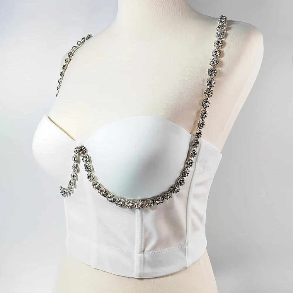 A865 Dropship Abiti da ballo di scena Abiti Dolce Memoria Pieno petto Backless Festa da donna Gilet con borchie di diamanti Reggiseno di danza popolare