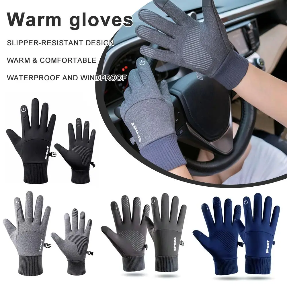 Touchscreen-kompatible warme Winter-Fleece-Handschuhe – wasserdichte, winddichte, rutschfeste Ski- und Bergsteiger-Fahrradhandschuhe für den Außenbereich
