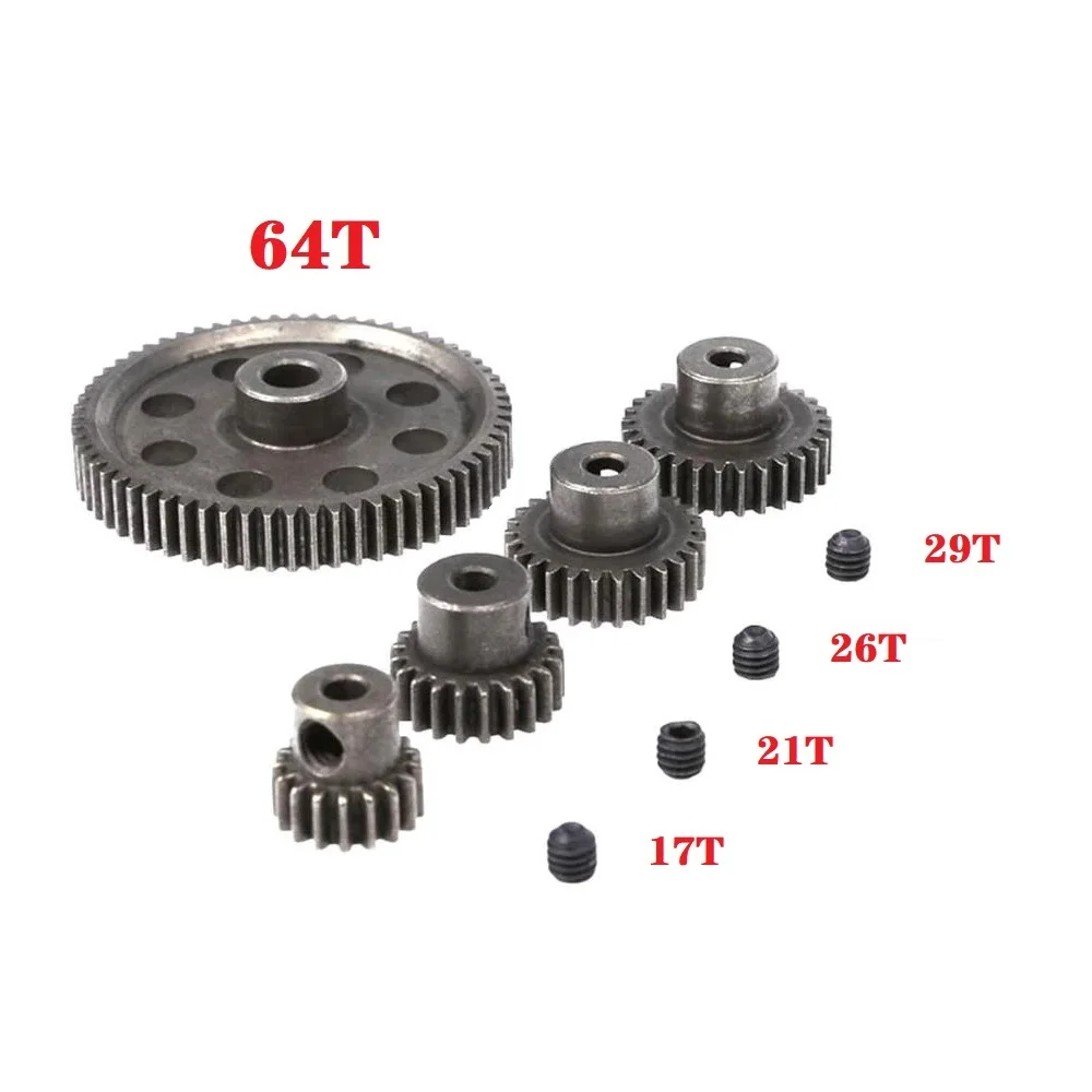 

11184 Metal Diff Main Gear 64T 11181 Motor Pinion Gears 17T 21T 26T 29T Truck 1/10 RC Parts HSP Himoto Amax Redcat Exceed 94111