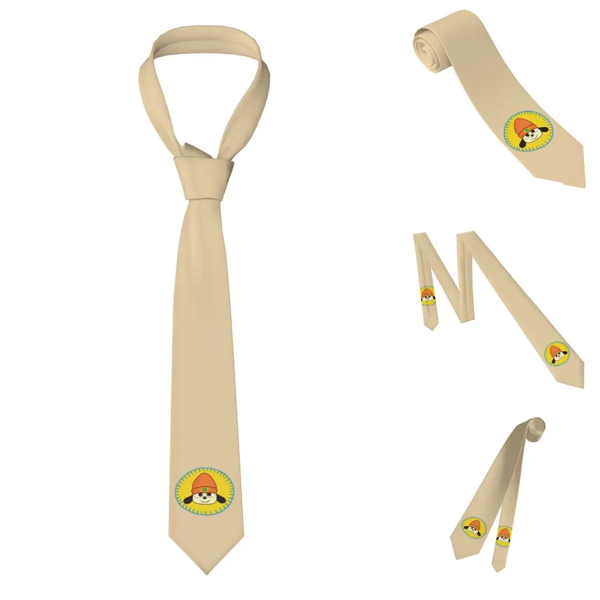 PaRappa The Rapper Patch Necktie for Men Silk Polyester Slim Neck Ties Party Accessories Tie Classic Gravatas