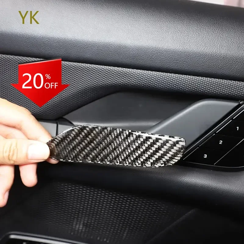 

Для Porsche Taycan 2019-2024 мягкая наклейка на дверную чашу автомобиля из углеродного волокна, аксессуары для интерьера автомобиля