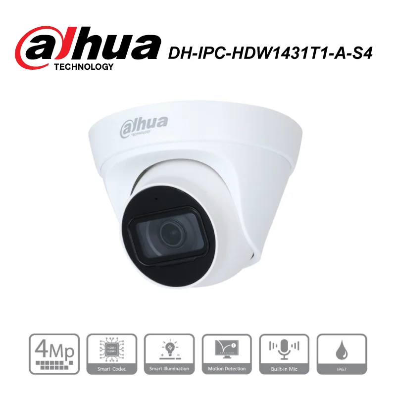 Dahua CCTV IPC HDW1431T1-A-S4 4 MP Entry IR Fixed-focal Eyeball Network Camera