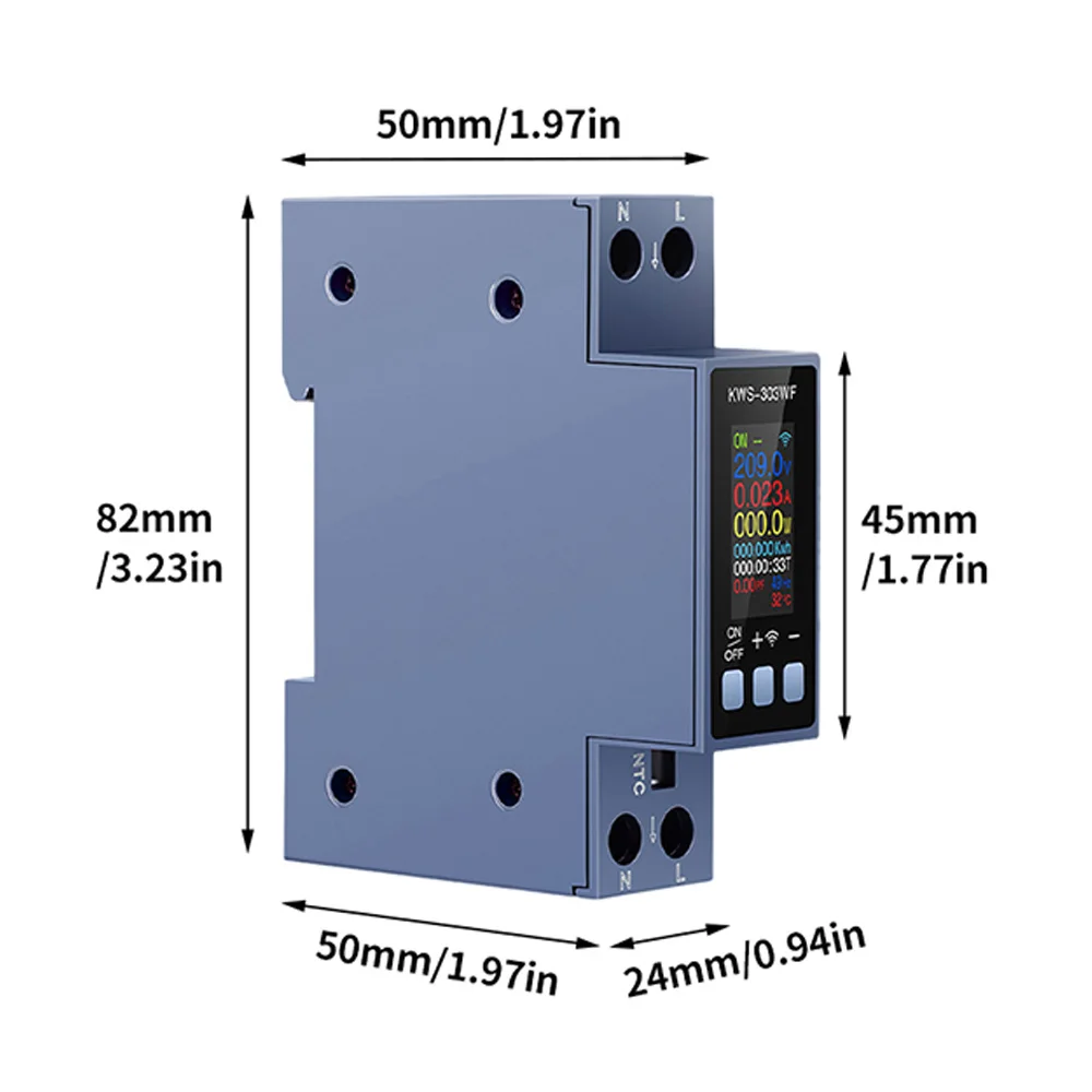Timer Relay KWH Meter Electric Frequency Meter AC85-290V 8 In 1 TFT Color Screen 2 Phase AC Meter Voltage Current Power Meter