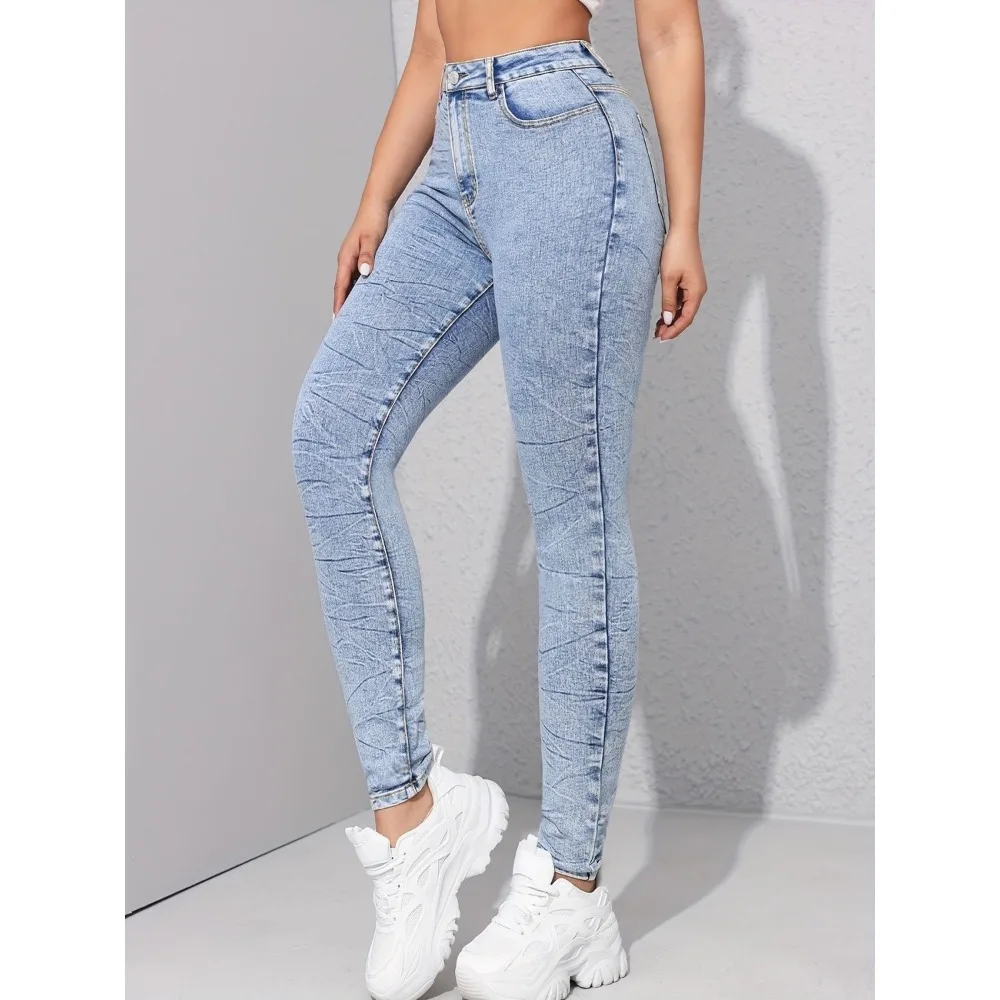 Boyfriend Jeans Summer Outdoor Sex Open Crotch Pencil Pants Light Blue Denim Women Stretch Skinny Trousers Vintage Streetwear