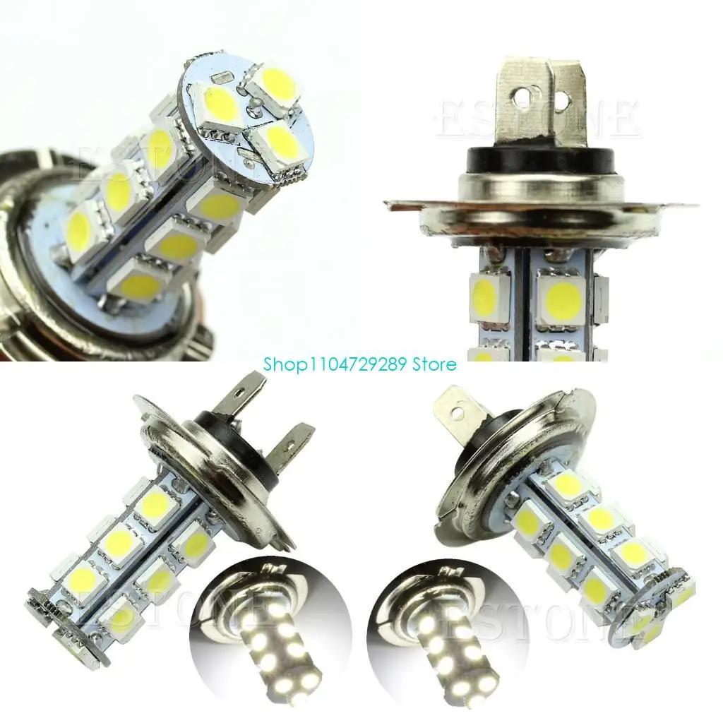 

D8KE High Low Beam Headlight Motorcycle Highlight LED Fog Bulbs 12V H7 5050 18 Lamp Driving Running L