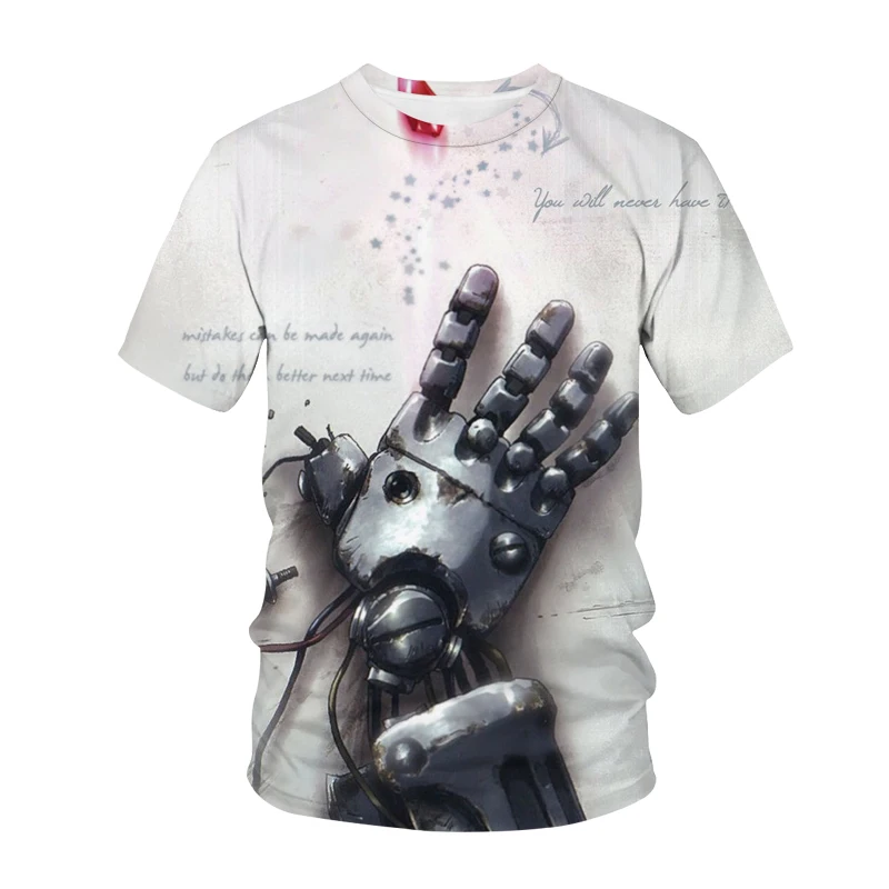 Japanese Popular Anime Harajuku T-shirt Full Metal Alchemist 3D-printed Men's and Women's O-neck Short Sleeve Street Fashion Top