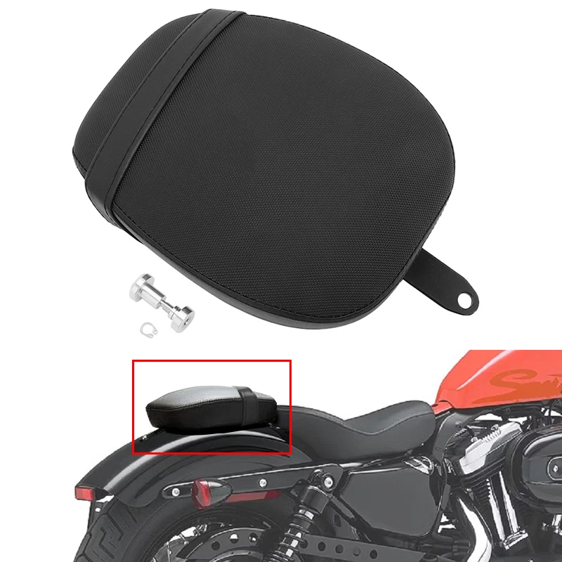 

Motorcycle Black Rear Passenger Pillion Pad Cushion for Harley Sportster Forty Eight 48 72 2010-2015 PU Leather