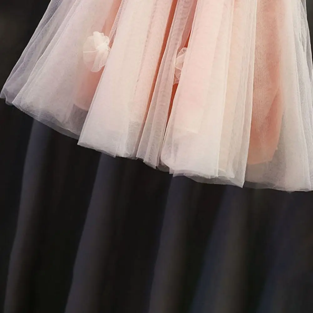 فستان أنيق برباط للفتيات الصغيرات بدون أكمام من الدانتيل فستان بناتي فقاعي بتصميم جديد غير رسمي على شكل جناح فراشة للأطفال