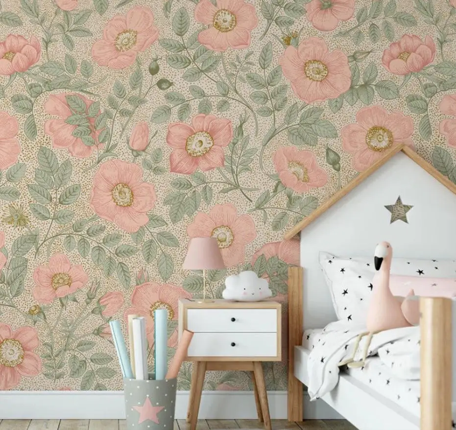 Customized 3d wallpaper mural vintage plant large flower wallpaper bedroom living room TV background wall decoration painting