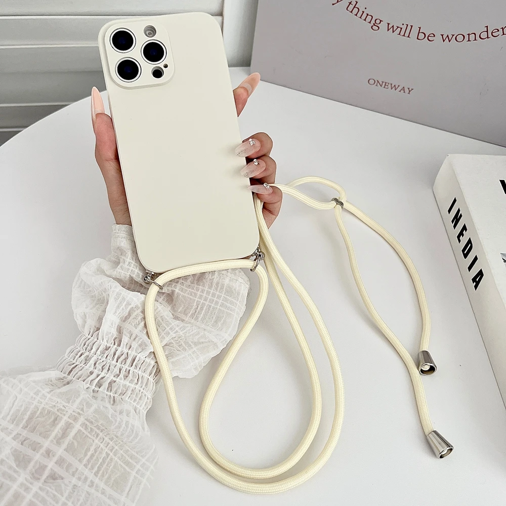 Crossbody-Halsketten-Riemen, weiche Silikonhülle für iPhone 16 15 14 13 12 MiNi 11 Pro X XR XS Max 7 8 Plus 16E SE Lanyard-Schnurabdeckung
