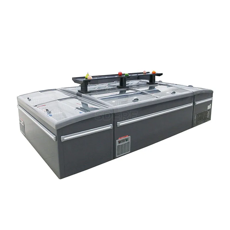 Customized Factory Outlet Supermarket Sliding Glass Door Display Island Freezer Refrigeration Display Commercial Equipment