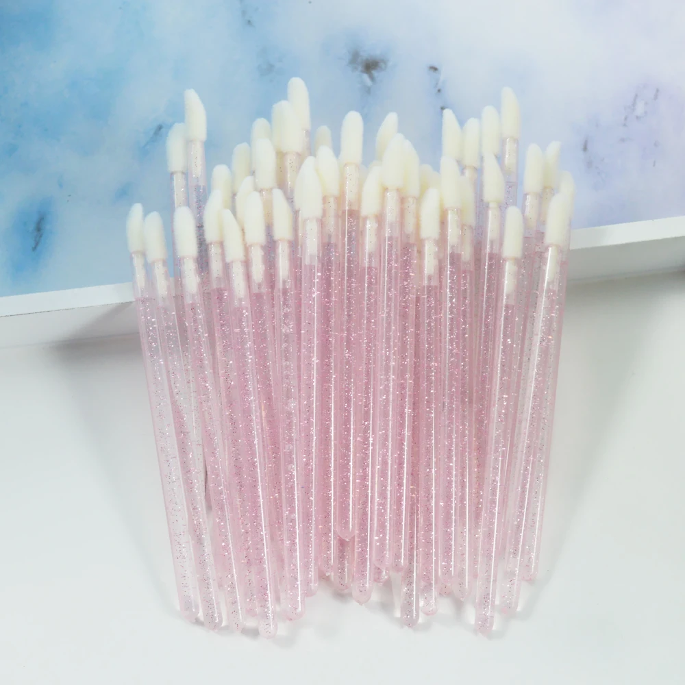 50 Uds. De pinceles desechables de cristal para labios, varillas para rímel, aplicador, cepillos de diamante, cosméticos para suministros de extensiones de pestañas
