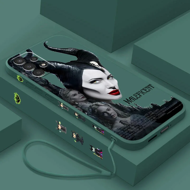 Disney Maleficent Liquid Left Rope Phone Case For Samsung A 03 13 14 22 23 24 32 33 34 52 53 54 72 73 Lite Shell Soft Cover Capa