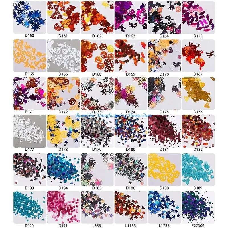 E56A Halloween Glitter Sequins Flakes Resin UV Epoxy Mold Filler Art Decorations