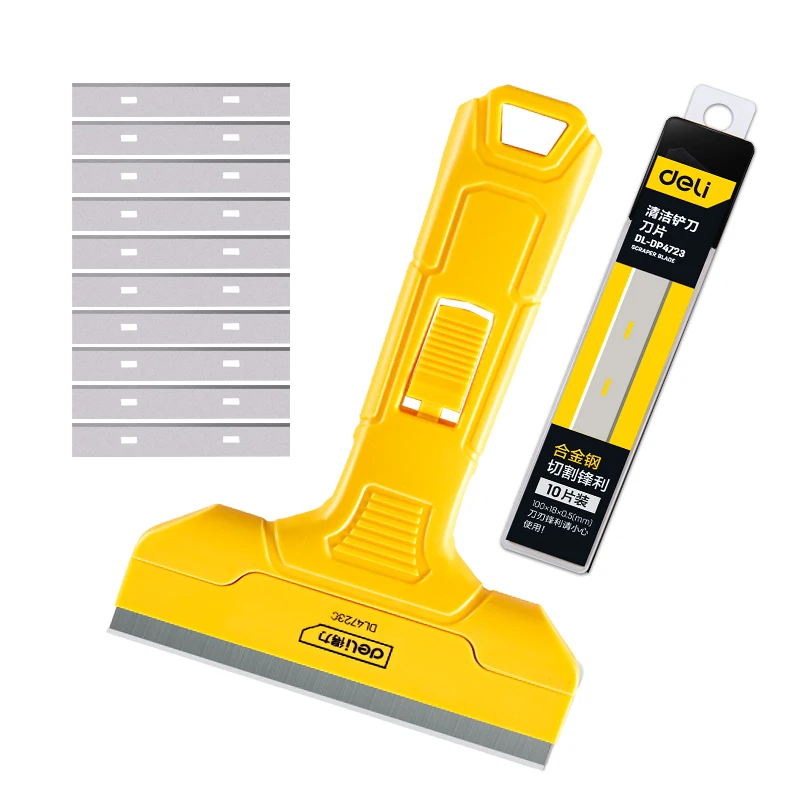 DELI Multifunctional Cleaning Shovel Cutter Portable Cleaning Knife 100mm Glass Floor Tiles Scraper Blade Seam Removal Hand Tool