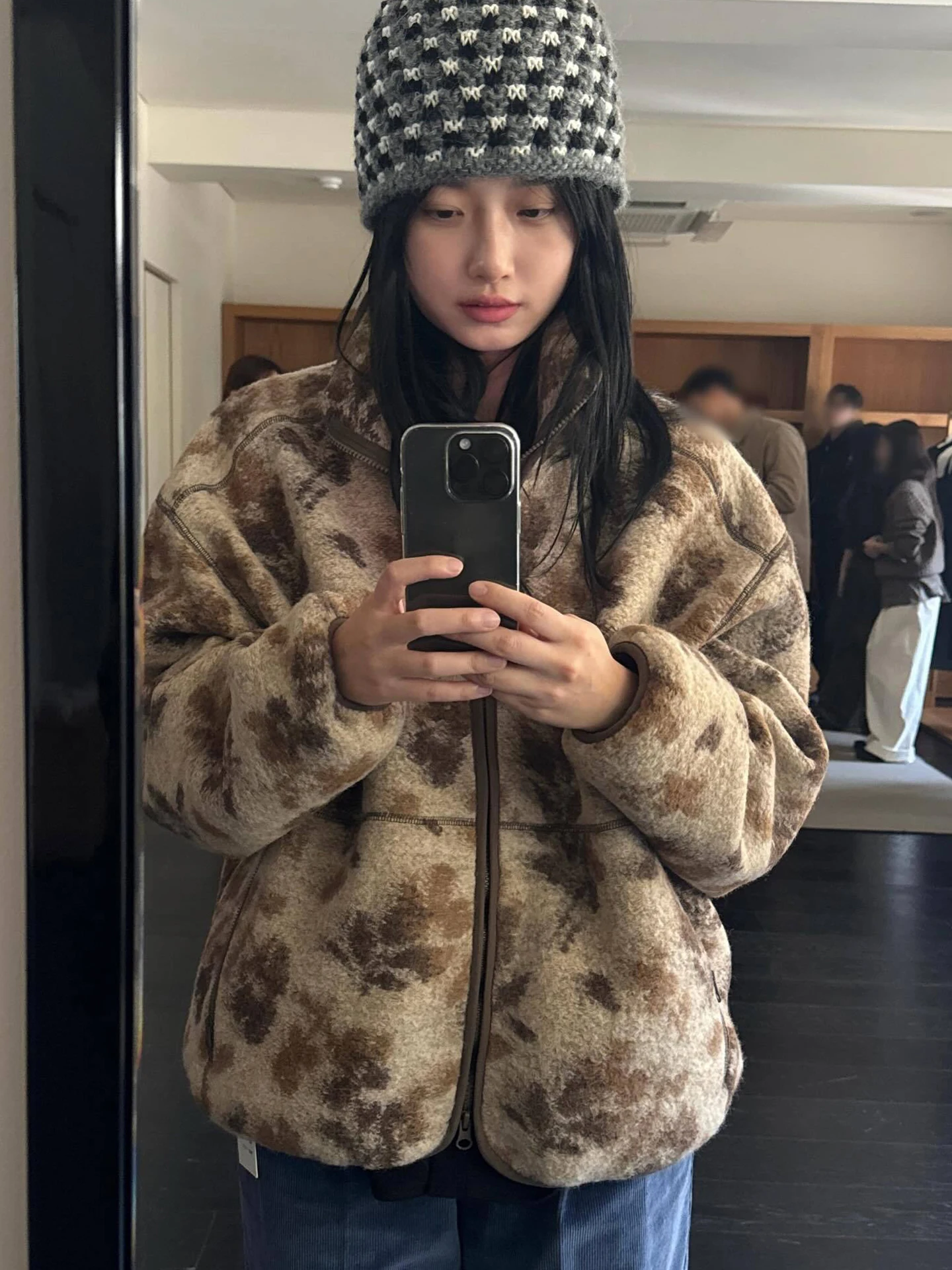 

MOSA Floral Print Fce Jaet Women's Oversized Layering Top Casual Sle Long Sve Zipper Closure Inner Lined Outerwear