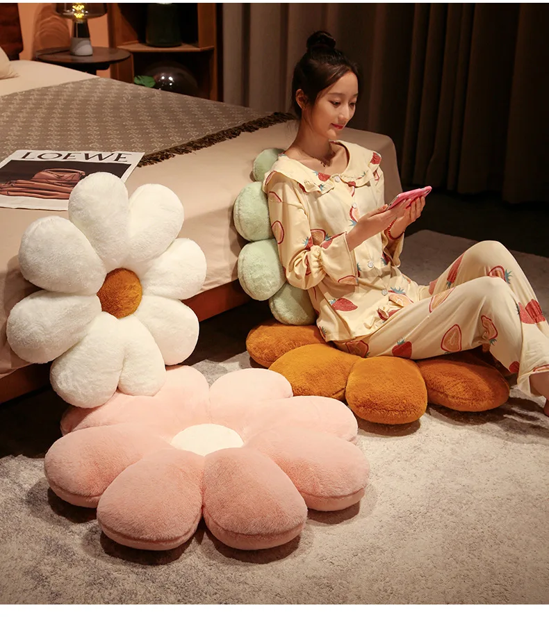 50/60/80cm Small Daisy Flower Seat Cushion Bedroom Floor Tatami Cushion Sofa Chair Ass Pad Seat Bed Back Cushion Home Decor