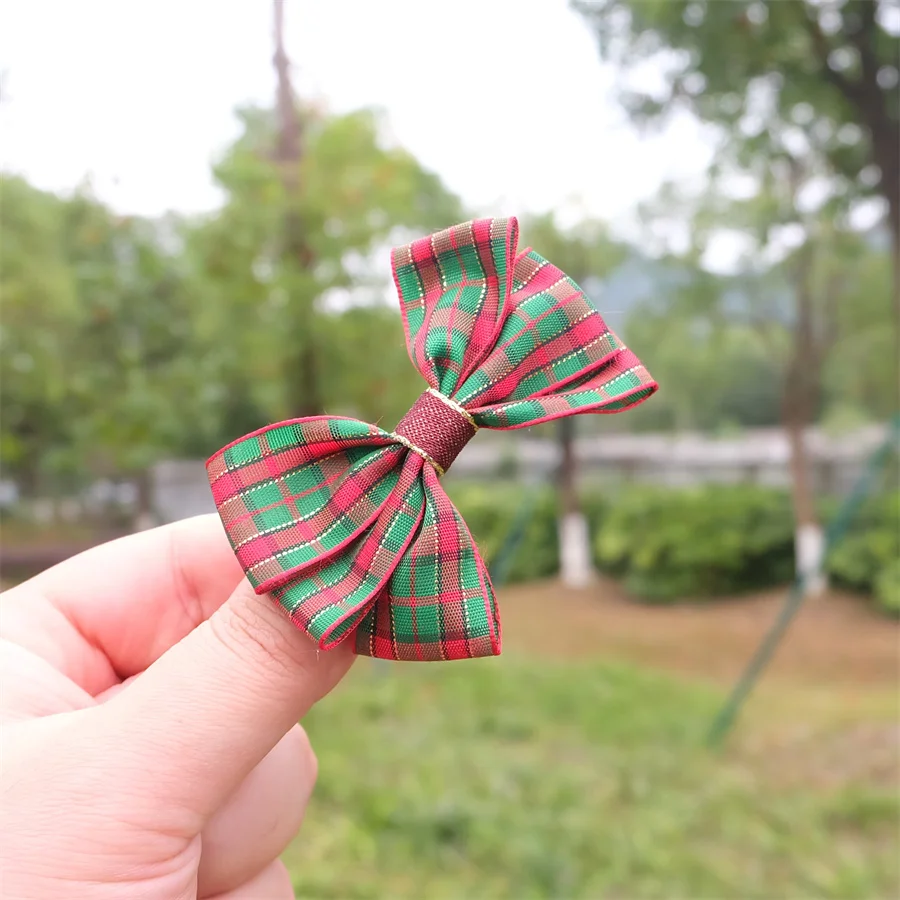 Christmas Plaid Hair Bow Clip For Girls Baby Kids Barrette Children Hair Accessories Butterfly Hairpin Fashion Headwear Top Clip