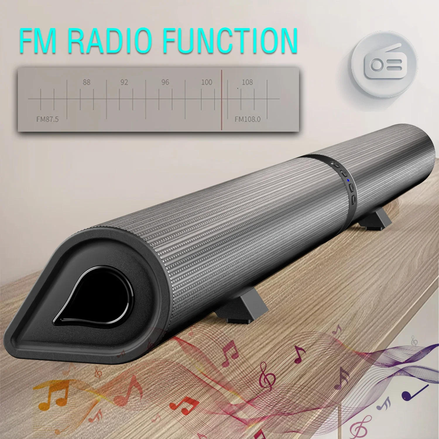 أشرطة صوت بلوتوث مع نظام صوتي قابل للفصل ، FM Soundbar ، AUX ، BT ، OPT ، وصلات منزلية ، 2 في 1 ،